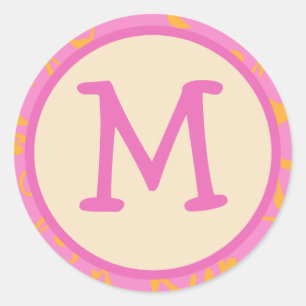 Pink Orange Monogram Initial Sticker