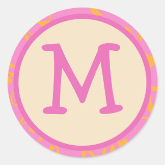 Pink Orange Monogram Initial Sticker
