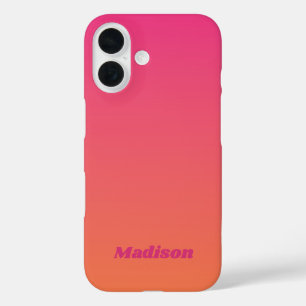 Pink Orange Ombre Gradient Fade Personalized iPhone 16 Case