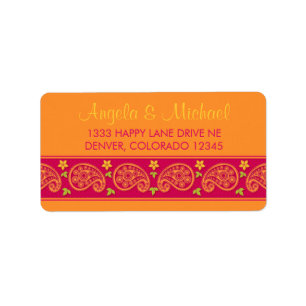 Pink Orange Paisley Floral Return Address Labels