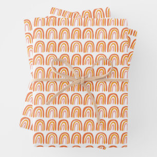 Pink Orange Pattern Rainbow Gift Wrapping Paper Sheet