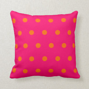 Pink Orange Polka Dots Throw Pillow