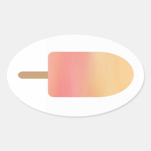 Pink Orange Popsicle Summer Frozen Treat Oval Sticker