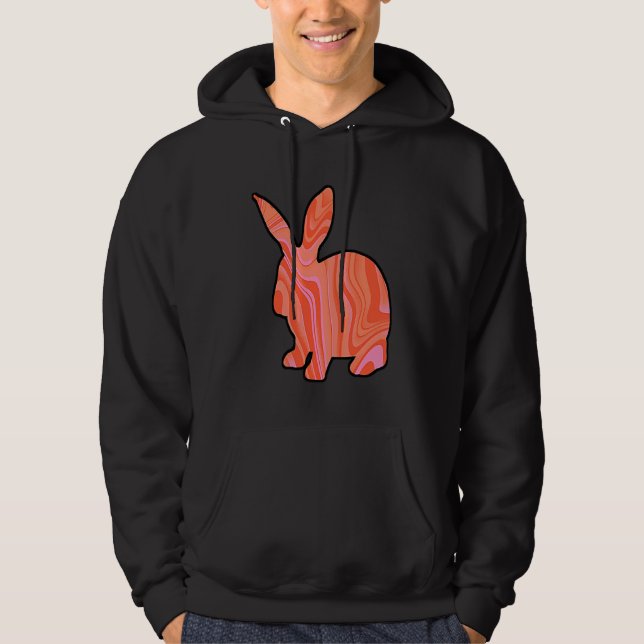 Pink Orange Psychedelic Bunny Rabbit Hoodie (Front)