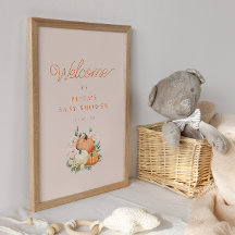 Pink & Orange Pumpkins Baby Shower Welcome