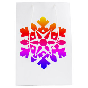 Pink, orange, purple, blue snowflake medium gift bag
