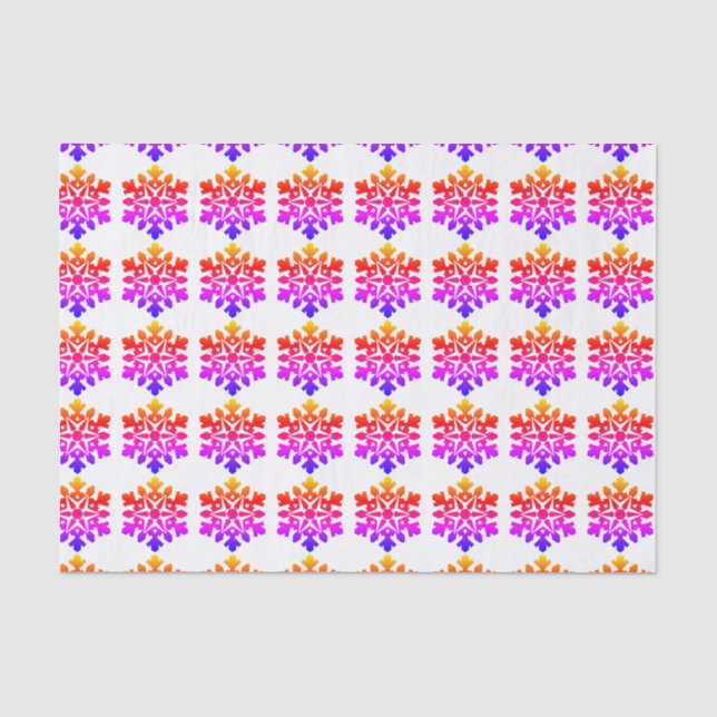 Pink, orange, purple, blue snowflake tissue paper (Front)