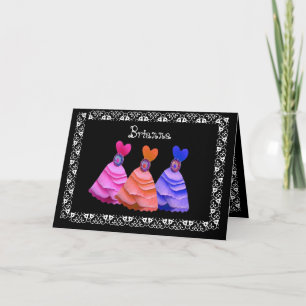 PINK ORANGE PURPLE Gowns & Lace - Be My Bridesmaid Invitation
