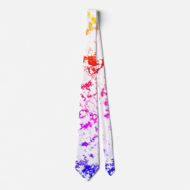 Pink Orange Purple Marble Paint Splash Abstract Tie (Front)