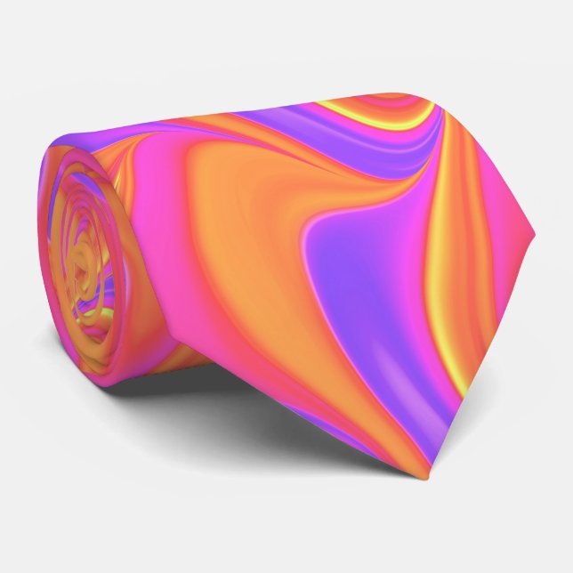 Pink Orange Purple Swirl Tie (Rolled)