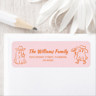 Pink & Orange Quirky Hand Drawn Ghost Halloween 
