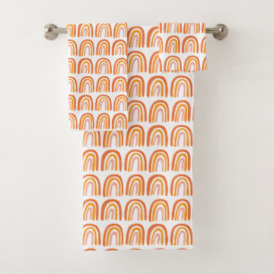 Pink Orange Rainbow Pattern Bath Towel Set