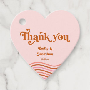 Pink Orange Retro Groovy Disco Wedding Favour Tags