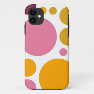 Pink Orange Retro Polka Dots iPhone 11 Case