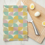 Pink Orange Shapes Geometric Mid Century Pattern Kitchen Towel<br><div class="desc">A fun retro geometric mid century pattern kitchen towel in pink,  turquoise,  orange,  and tan,  on a cream background,  is the perfect way to liven up your kitchen.</div>