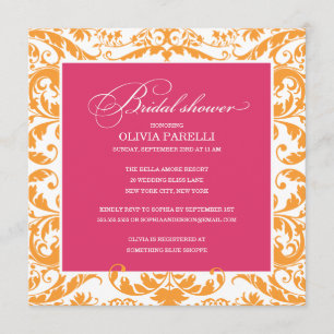 PINK & ORANGE SHOWER   BRIDAL SHOWER INVITE