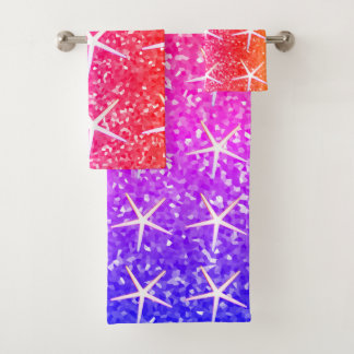 Pink Orange Sparkle Glittery Starfish Patterns
