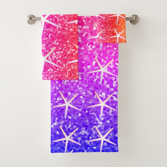 Pink Orange Sparkle Glittery Starfish Patterns (En situation)