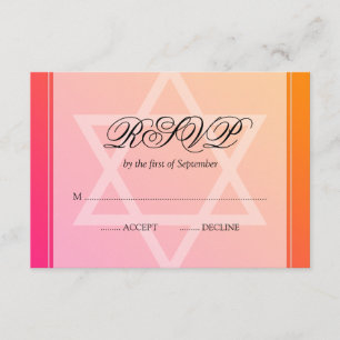 Pink Orange Star of David Bat Mitzvah RSVP