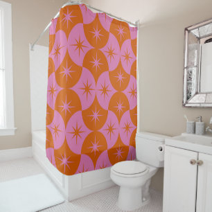 Pink Orange Starbursts on Mid Century Scallops