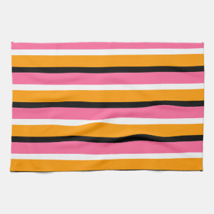 Pink Orange Stripes Horizontal Lines Kitchen Towel