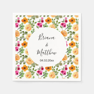 Pink Orange Summer Floral Napkin