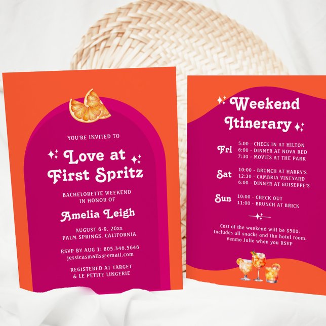 Pink & Orange Sunset Love at First Spritz Invitation (Creator Uploaded)