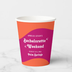 Pink & Orange Sunset Retro Bachelorette Weekend Paper Cups