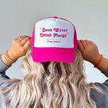 Pink & Orange Sunset Save Water, Drink Margs Trucker Hat<br><div class="desc">This fun,  colourful retro design features a bright orange & pink sunset theme.</div>