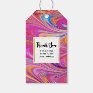 Pink Orange Swirls Abstract Design Party Thank You Gift Tags