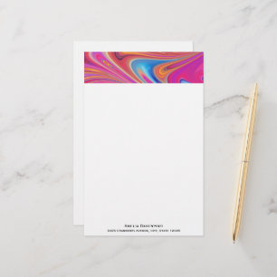Pink Orange Swirls Groovy Design Stationery