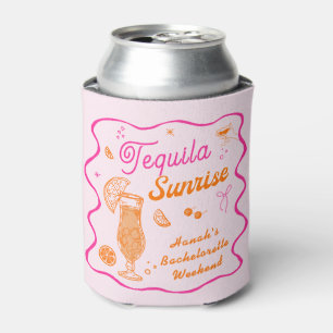 Pink Orange Tequila Sunrise Bachelorette Party Can Cooler
