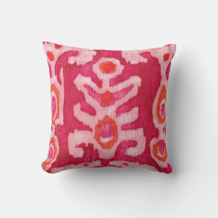 Pink & Orange Tribal Ikat Throw Pillow