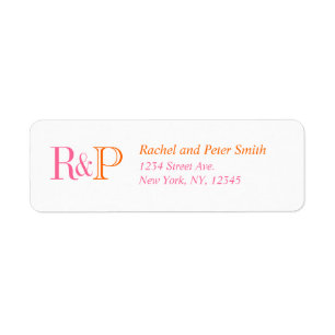 Pink Orange Two Monogram Return Address Labels