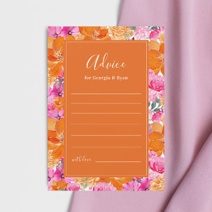 Pink & Orange Vibrant Summer Garden Wedding Advice Card
