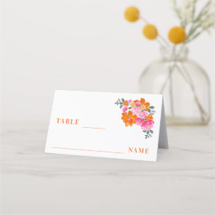 Pink & Orange Vibrant Summer Garden Wedding Table Place Card