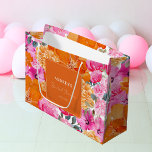 Pink Orange Watercolor Floral Summer Bridal Shower Large Gift Bag<br><div class="desc">This elegant gift bag,  featuring pink and orange floral and custom text would make a great addition to your bridal shower celebration. Easily add your own details by clicking on the "personalize" option.</div>
