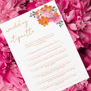 Pink & Orange Wedding Etiquette Bridal Shower Game Invitation