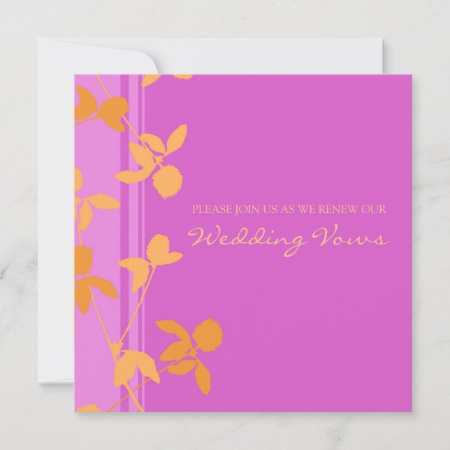 Pink Orange Wedding Vow Renewal Invitations (Front)