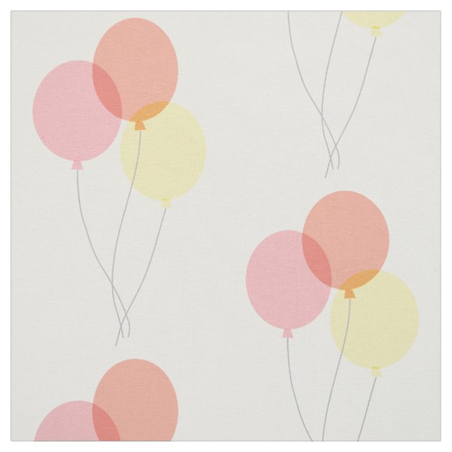 Pink Orange Yellow Balloon Pattern Fabric (Swatch)