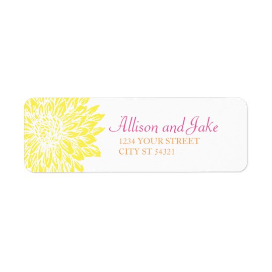 Pink, Orange & Yellow Mums Wedding Address Labels
