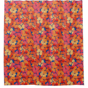 Pink Orange Yellow Poppies Floral Pattern on Blue