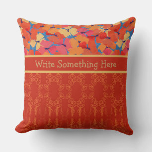 Pink, Orange, Yellow Poppies Pillow or Cushion