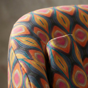 Pink Orange Yellow Retro Funky Abstract Pattern Fabric