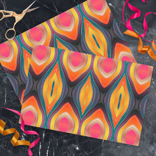 Pink Orange Yellow Retro Funky Abstract Pattern Tissue Paper
