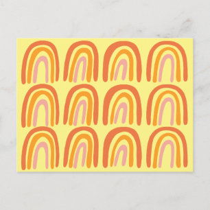 Pink Orange Yellow Sweet Rainbow Pattern Postcard