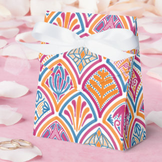 Pink Orange Yellow Teal Decorative Fan Wedding Favor Box