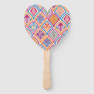 Pink Orange Yellow Teal Decorative Wedding Program Hand Fan