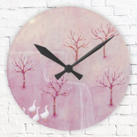 Pink Orchard with Geese Landscape Painting