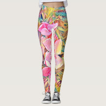 Pink Orchid and Tropical Palm Leaf Print L
